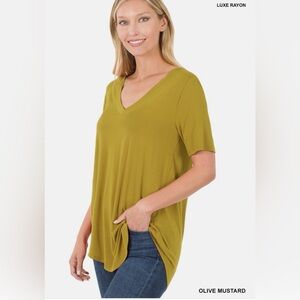 Plus Size Zenana Outfitters Olive Mustard V-Neck Tee